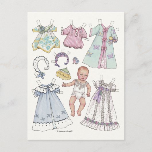 Nostalgische Redhead Baby Paper Doll Briefkaart (Voorkant)