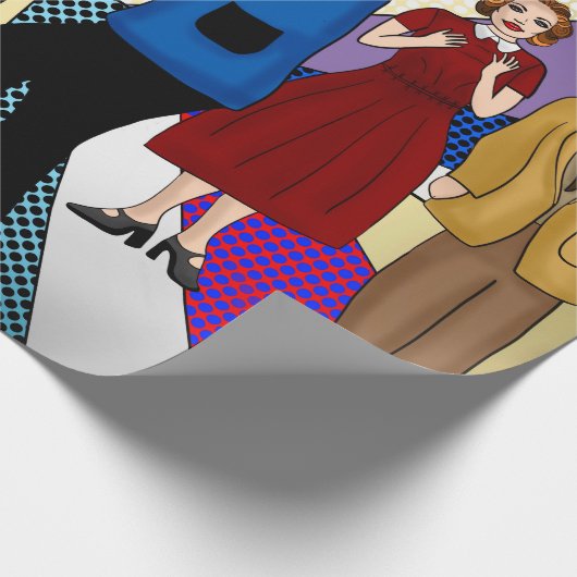 Nostalgische Retro 1950-stijl Cadeaupapier (Hoek)