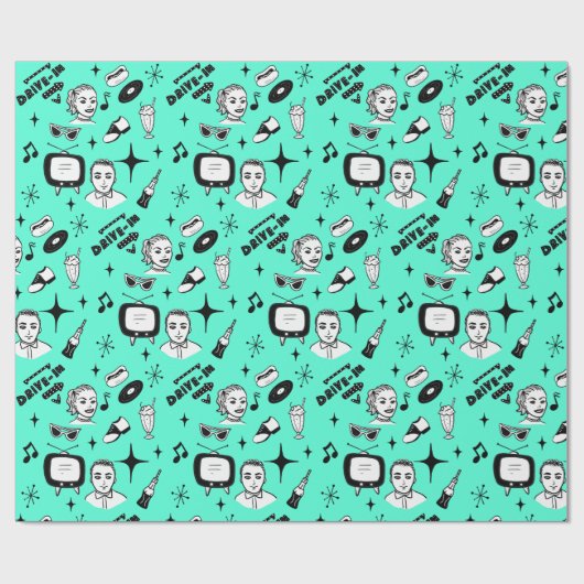 Nostalgische Retro 1950-stijl Cadeaupapier (Vlak)