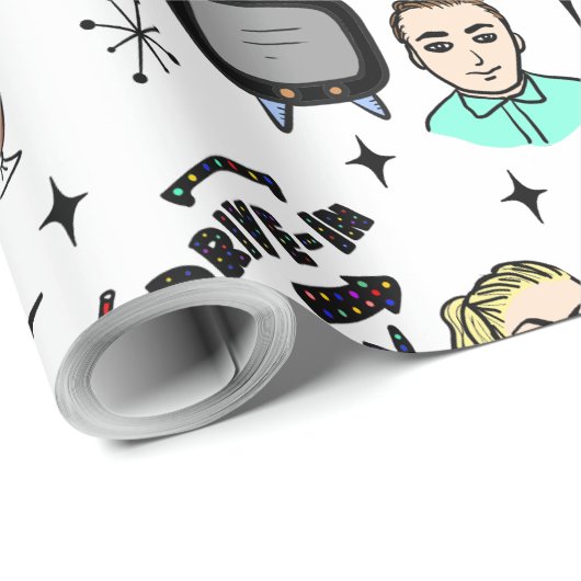 Nostalgische Retro 1950-stijl Cadeaupapier (Rol Hoek)