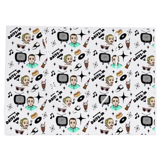 Nostalgische Retro 1950-stijl Groot Cadeauzakje (Achterkant)