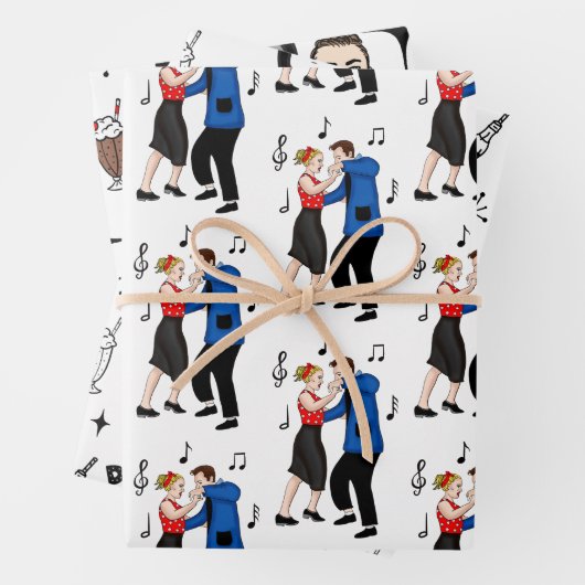 Nostalgische Retro 1950-stijl Inpakpapier Vel (In situ)