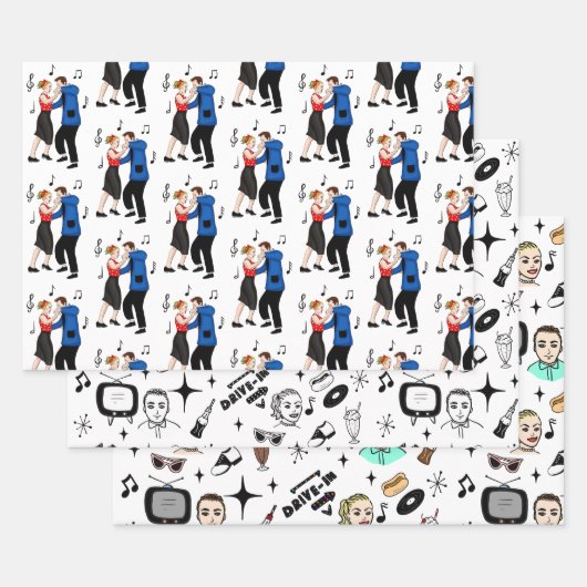 Nostalgische Retro 1950-stijl Inpakpapier Vel (Set)