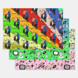 Nostalgische Retro 1950-stijl Inpakpapier Vel