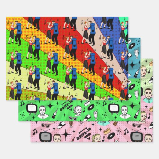Nostalgische Retro 1950-stijl Inpakpapier Vel (Set)