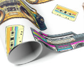 Nostalgische retro-boomdozen en cassettebanden cadeaupapier (Rol Hoek)