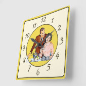 Nostalgische  Retro Couple Kitchen Clock Vierkante Klok (Hoek)