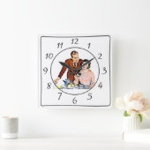 Nostalgische Retro Couple Kitchen Clock Vierkante Klok (Huis)