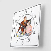Nostalgische Retro Couple Kitchen Clock Vierkante Klok (Hoek)