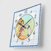Nostalgische  Retro Couple Kitchen Clock Vierkante Klok (Hoek)