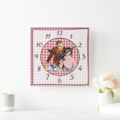 Nostalgische  Retro Couple Kitchen Clock Vierkante Klok (Huis)