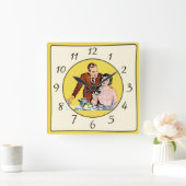 Nostalgische  Retro Couple Kitchen Clock Vierkante Klok (Huis)