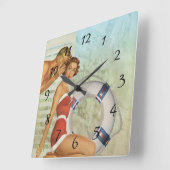 Nostalgische  Retro Couple Kitchen Clock Vierkante Klok (Hoek)