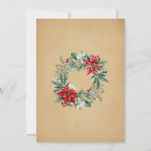 Nostalgische retro kerstfeestuitnodiging kaart (Achterkant)