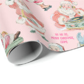 Nostalgische retro kerstman-kerst in het roze cadeaupapier (Rol Hoek)