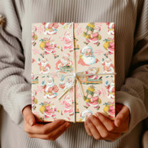 Nostalgische retro kerstman-kerst in het roze