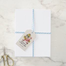 Nostalgische Retro-Kerstman Kerstmis in crème Cadeaulabel