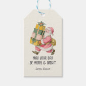 Nostalgische Retro-Kerstman Kerstmis in crème Cadeaulabel (Voorkant)