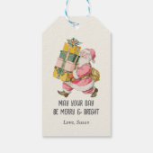 Nostalgische Retro-Kerstman Kerstmis in crème Cadeaulabel (Achterkant)