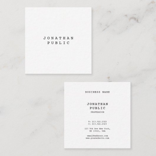 Nostalgische Retro Klassieke look Elegant Clean Vierkante Visitekaartje (Voorkant / Achterkant)