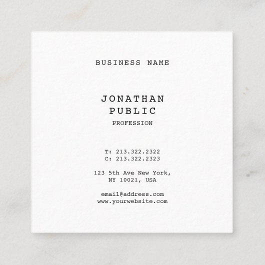  Nostalgische Retro Klassieke look Elegant Clean Vierkante Visitekaartje (Achterkant)