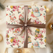Nostalgische Retro Santa Claus-Christmas in Cream Cadeaupapier