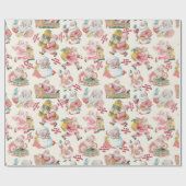 Nostalgische Retro Santa Claus-Christmas in Cream Cadeaupapier (Vlak)