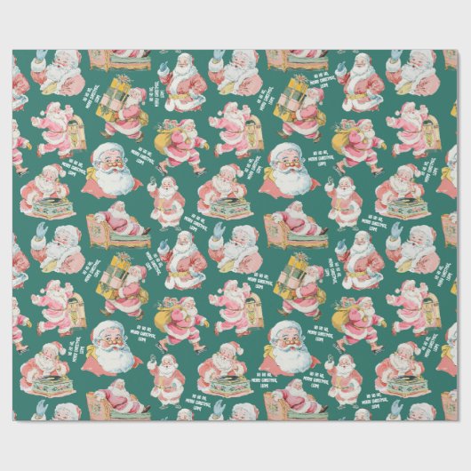 Nostalgische Retro Santa Claus-Kerstmis in het gro Cadeaupapier (Vlak)
