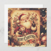 Nostalgische retro sinterklaas lachende gedempte k feestdagenkaart (Voorkant / Achterkant)