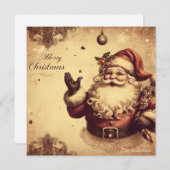 Nostalgische retro sinterklaas lachende gedempte k feestdagenkaart (Voorkant / Achterkant)