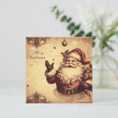 Nostalgische retro sinterklaas lachende gedempte k feestdagenkaart (Staand voorkant)