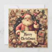 Nostalgische Retro Sinterklaas Vrolijk Kerstfeest Feestdagenkaart (Voorkant)