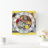 Nostalgische  Retro Women Kitchen Clock Vierkante Klok (Huis)