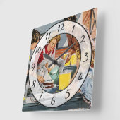 Nostalgische  Retro Women Kitchen Clock Vierkante Klok (Hoek)