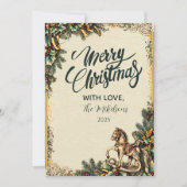 Nostalgische Rocking Horse Winter Feestdagenkaart (Voorkant)