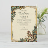 Nostalgische Rocking Horse Winter Kaart (Staand voorkant)