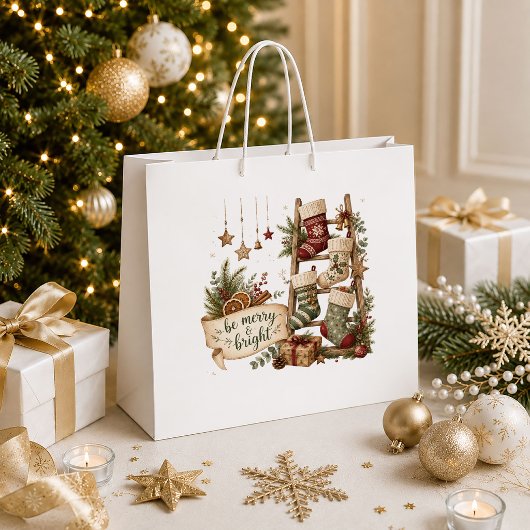 Nostalgische Rode Groene Vintage Kerstcadeautas St Groot Cadeauzakje