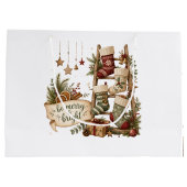Nostalgische Rode Groene Vintage Kerstcadeautas St Groot Cadeauzakje (Achterkant)