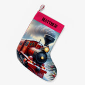 Nostalgische rode trein kerstkous kleine kerstsok (Voorkant (Hangend))