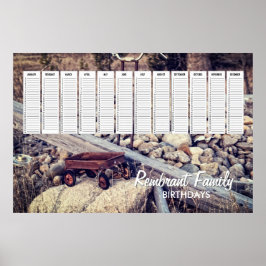 Nostalgische Rode Wagen Gezins Verjaardagskalender Poster