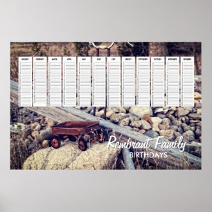 Nostalgische Rode Wagen Gezins Verjaardagskalender Poster