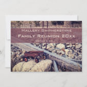 Nostalgische rode wagon familie reünie uitnodiging (Voorkant)