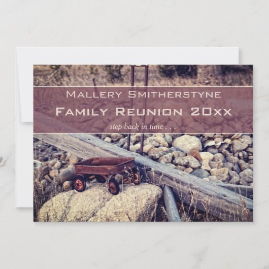 Nostalgische rode wagon familie reünie uitnodiging (Voorkant)