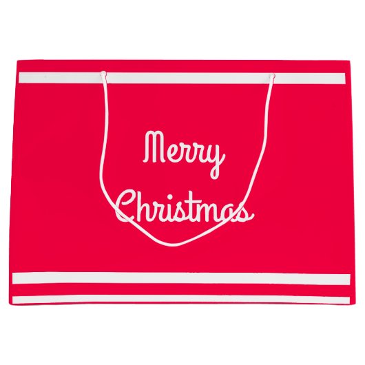 Nostalgische rode witte Sjabloon Verwarde kersttek Groot Cadeauzakje (Voorkant)