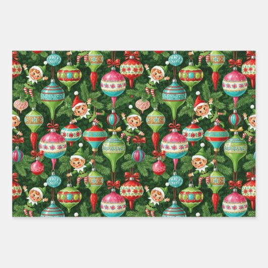 Nostalgische roman: Elfen en Ornamenten Inpakpapier Vel (Voorkant)