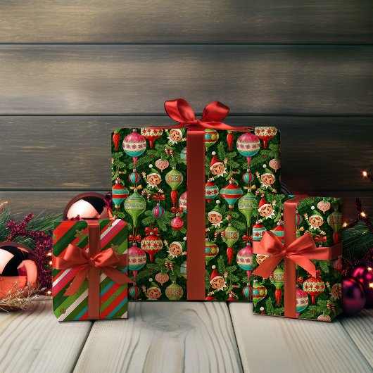 Nostalgische roman: Elfen en Ornamenten Inpakpapier Vel