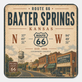 Nostalgische Route 66 Landmark Kunst Vierkante Sticker