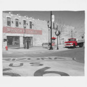 Nostalgische Route 66 Moeder Road Winslow Arizona Fleece Deken (Voorkant (Horizontaal))