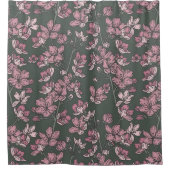 Nostalgische Roze Bloemen Rustiek Douchegordijn (Voorkant)