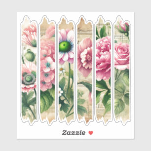 Nostalgische Roze & Groene Bloemen Washi Tape Plan Sticker